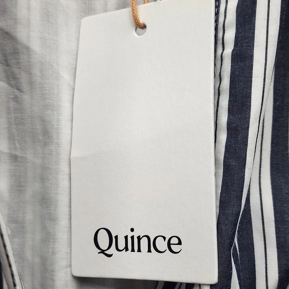 NWT Quince Organic Cotton Poplin Tiered Maxi Dress Hudson Stripe XL Pockets - Picture 9 of 12